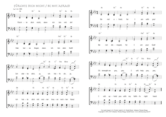 Hymn score of: Fürchte dich nicht / Be not afraid (Jesaja 41,10/Isaiah 41,10/Johannes Thomas Rüegg)
