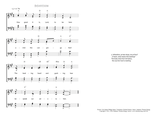 Hymn score of: How good it is, Lord, to be here - Devotion (Carl Johann Philipp Spitta/Richard Massie/Johannes Thomas Rüegg)