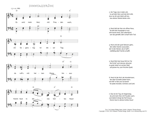 Hymn score of: Es wird mein Herz mit Freuden wach - Sonntagsfrühe (Carl Johann Philipp Spitta/Johannes Thomas Rüegg)