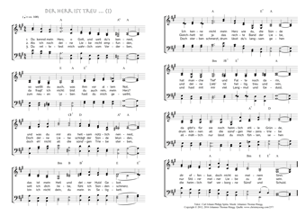 Part one of hymn score of: Du kennst mein Herz, o Gott, und weil du's kennest - Der Herr ist treu ... (Carl Johann Philipp Spitta/Johannes Thomas Rüegg)