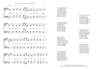 Hymn score of: Though troubles assail - The Lord will provide (John Newton/Johannes Thomas Rüegg)