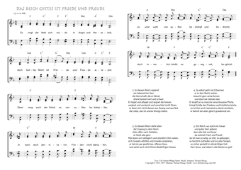 Hymn score of: Es ringt die Welt sich müde - Das Reich Gottes ist Friede und Freude (Carl Johann Philipp Spitta/Johannes Thomas Rüegg)