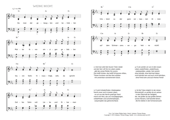 Hymn score of: Da man der gebeugten und betrübten - Weine nicht (Carl Johann Philipp Spitta/Johannes Thomas Rüegg)