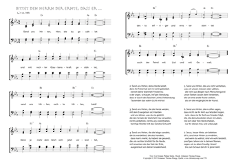 Hymn score of: Send uns Hirten, Herr, die du gewählet - Bittet den Herrn der Ernte, dass er ... (Carl Johann Philipp Spitta/Johannes Thomas Rüegg)