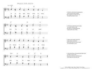 Hymn score of: Of all the gifts thine hand bestows - Praise for Faith (William Cowper/Johannes Thomas Rüegg)