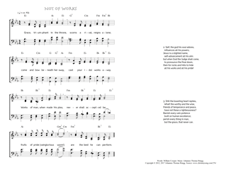Hymn score of: Grace, triumphant in the throne - Not of Works (William Cowper/Johannes Thomas Rüegg)