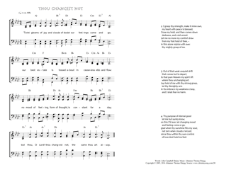 Hymn score of: 'Twixt gleams of joy and clouds of doubt - Thou changest not (John Campbell Shairp/Johannes Thomas Rüegg)