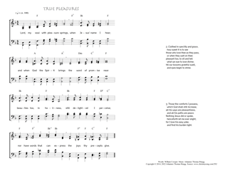 Hymn score of: Lord, my soul with pleasure springs - True Pleasures (William Cowper/Johannes Thomas Rüegg)