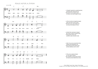 Hymn score of: When darkness long has veiled my mind - Peace after a Storm (William Cowper/Johannes Thomas Rüegg)