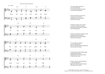 Hymn score of: Fierce passions discompose the mind - Contentment (William Cowper/Johannes Thomas Rüegg)