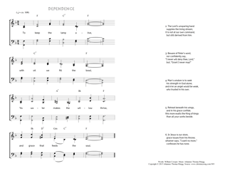 Hymn score of: To keep the lamp alive - Dependence (William Cowper/Johannes Thomas Rüegg)