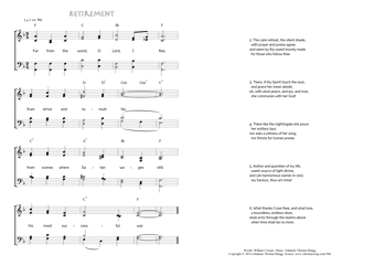 Hymn score of: Far from the world, O Lord, I flee - Retirement (William Cowper/Johannes Thomas Rüegg)