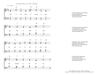 Hymn score of: This is the feast of heavenly wine - Welcome to the table (William Cowper/Johannes Thomas Rüegg)