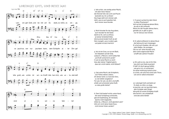 Hymn score of: Lobsinget Gott, und betet an! (Johann Andreas Cramer/Johannes Thomas Rüegg)