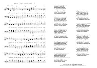 Hymn score of: Tungsindige, hvi er dit hjerte - Mod tungsindighed (Jakob Johan Lund/Johannes Thomas Rüegg).