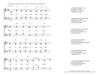 Hymn score of: There is a fountain filled with blood - Praise for the Fountain opened (William Cowper/Johannes Thomas Rüegg)
