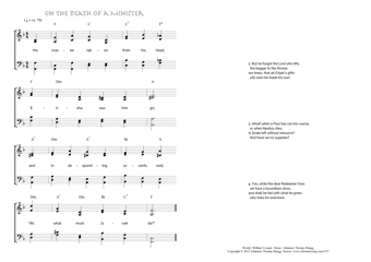 Hymn score of: His master taken from his head - On the Death of a Minister (William Cowper/Johannes Thomas Rüegg)