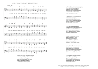 Hymn score of: Jesus' holy Cross and dying (John Bonaventura/James W. Alexander/Johannes Thomas Rüegg)
