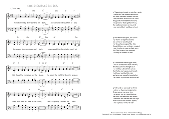 Hymn score of: Constrained by their Lord to embark - The Disciples at Sea (John Newton/Johannes Thomas Rüegg)