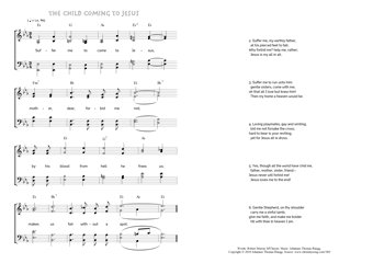 Hymn score of: Suffer me to come to Jesus - The child coming to Jesus (Robert Murray M'Cheyne/Johannes Thomas Rüegg)