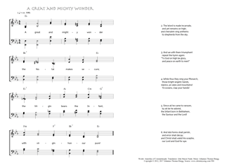 Hymn score of: A great and mighty wonder (Anatolius of Constantinople/John Mason Neale/Johannes Thomas Rüegg)