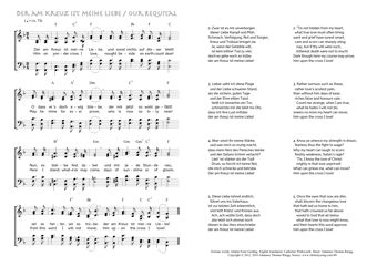 Hymn score of: Bilingual: Der am Kreuz ist meine Liebe / Him on yonder cross I love - Our Requital (Johann Ernst Greding/Catherine Winkworth/Johannes Thomas Rüegg)