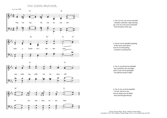 Hymn score of: Yes, for me, for me he careth - The elder brother (Horatius Bonar/Johannes Thomas Rüegg)