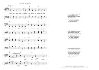 Hymn score of: Hear the glad words of grace - "Go in peace" (Horatius Bonar/Johannes Thomas Rüegg)