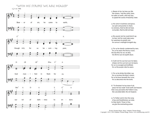Hymn score of: Bearer of sin, he came to earth - "With his stripes we are healed" (Horatius Bonar/Johannes Thomas Rüegg)