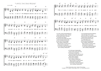 Hymn score of: For the vision of the Bridegroom - "Until the day break" (Horatius Bonar/Johannes Thomas Rüegg)