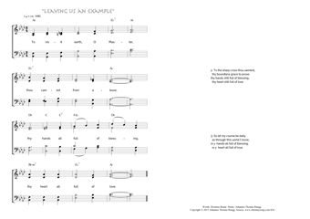 Hymn score of: To visit earth, O Master - "Leaving us an example" (Horatius Bonar/Johannes Thomas Rüegg)