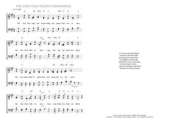 Hymn score of: The love that passeth knowledge (Horatius Bonar/Johannes Thomas Rüegg)