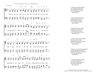 Hymn score of: Days are dying; suns are setting - "He fleeth as a shadow" (Horatius Bonar/Johannes Thomas Rüegg)