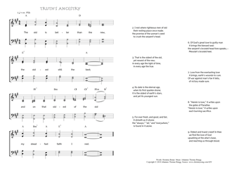 Hymn score of: The old is better than the new - Truth's Ancestry (Horatius Bonar/Johannes Thomas Rüegg)