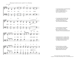 Hymn score of: Food of the soul, eternal bread - Bread enough and to spare (Horatius Bonar/Johannes Thomas Rüegg)