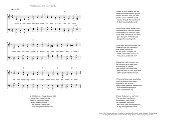 Hymn score of: Doubt it not – thou too shalt come - Words of Cheer (Meta Heusser-Schweizer/Jane Laurie Borthwick/Johannes Thomas Rüegg)