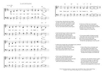Hymn score of: "The everlasting hills!" how calm they rise - Mouintains (Meta Heusser-Schweizer/Jane Laurie Borthwick/Johannes Thomas Rüegg)