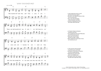 Hymn score of: Who touched me? - Luke 8,45 (Horatius Bonar/Johannes Thomas Rüegg)