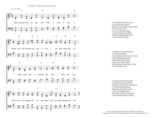 Hymn score of: Who touched me? - Luke 8,45 (Horatius Bonar (revised)/Johannes Thomas Rüegg)