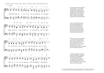 Hymn score of: Wherefore weep we over Jesus - Weep not for me, but weep for yourselves (Carl Johann Philipp Spitta/Richard Massie/Johannes Thomas Rüegg)