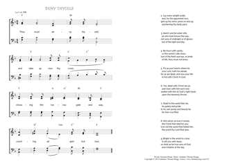 Hymn score of: Thou must deny thyself - Deny thyself (Horatius Bonar/Johannes Thomas Rüegg)