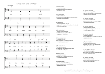 Hymn score of: Love not the world! (Horatius Bonar/Johannes Thomas Rüegg)