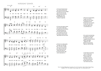 Hymn score of: O, lykkeligt det hjerte - Herrens tjener (Carl Johann Philipp Spitta/Christian Benedictus Reventlow/Johannes Thomas Rüegg)