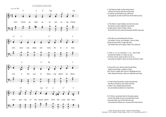 Hymn score of: One Christ we feed upon, one living Christ - Communion (Horatius Bonar/Johannes Thomas Rüegg)