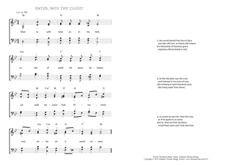 Hymn score of: Shut in with God, as in his tent - Enter into thy Closet (Horatius Bonar/Johannes Thomas Rüegg)