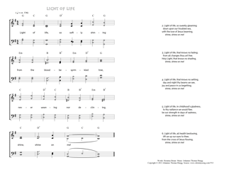 Hymn score of: Light of life, so softly shining - Light of life (Horatius Bonar/Johannes Thomas Rüegg)