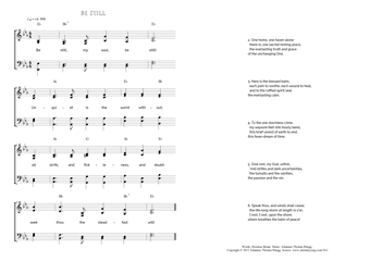 Hymn score of: Be still, my soul, be still - Be still (Horatius Bonar/Johannes Thomas Rüegg)