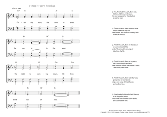 Hymn score of: Finish thy work, the time is short - Finish thy work (Horatius Bonar/Johannes Thomas Rüegg)