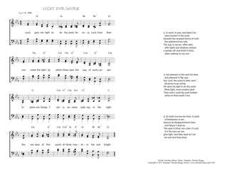 Hymn score of: Lord, give me light to do thy work - Light for work (Horatius Bonar/Johannes Thomas Rüegg)