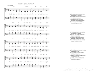 Hymn score of: Lord, give me light to do thy work - Light for work (Horatius Bonar/Johannes Thomas Rüegg)